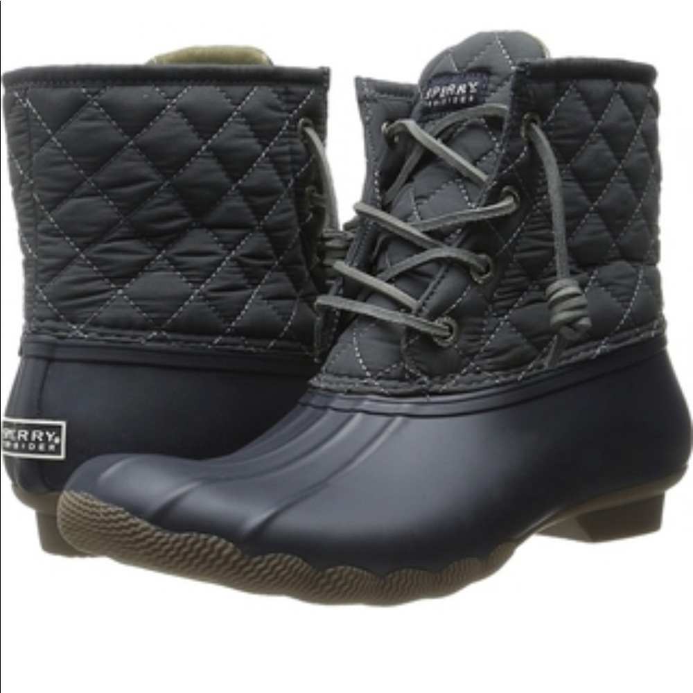 Sperry Navy and Gray Duck Boots Size 7.5 Womens